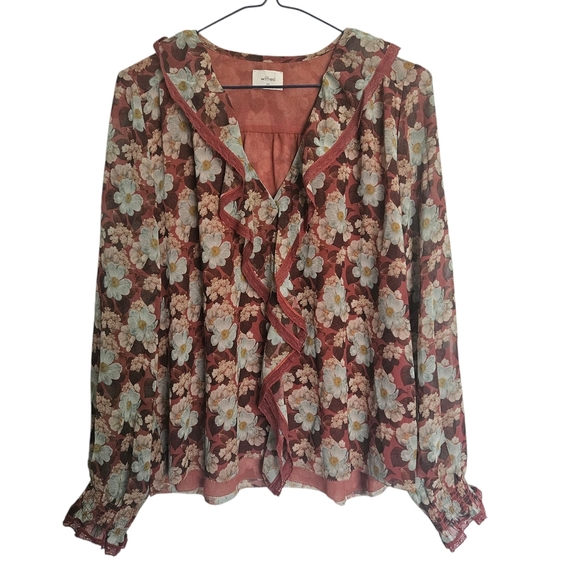 Aritzia Wilfred Eden Floral Ruffle Blouse Size XS - Picture 1 of 7